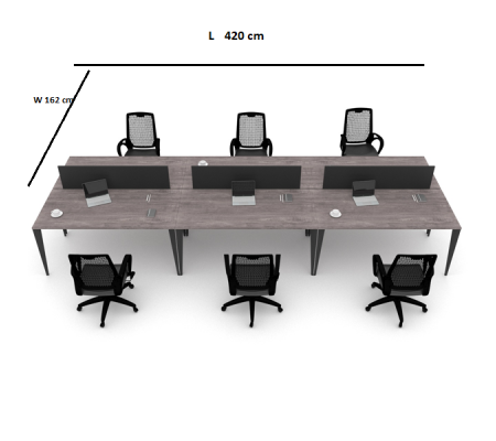 Exen Altı'lı Ayrılabilir Ofis ve Büro W Masa 420 cm